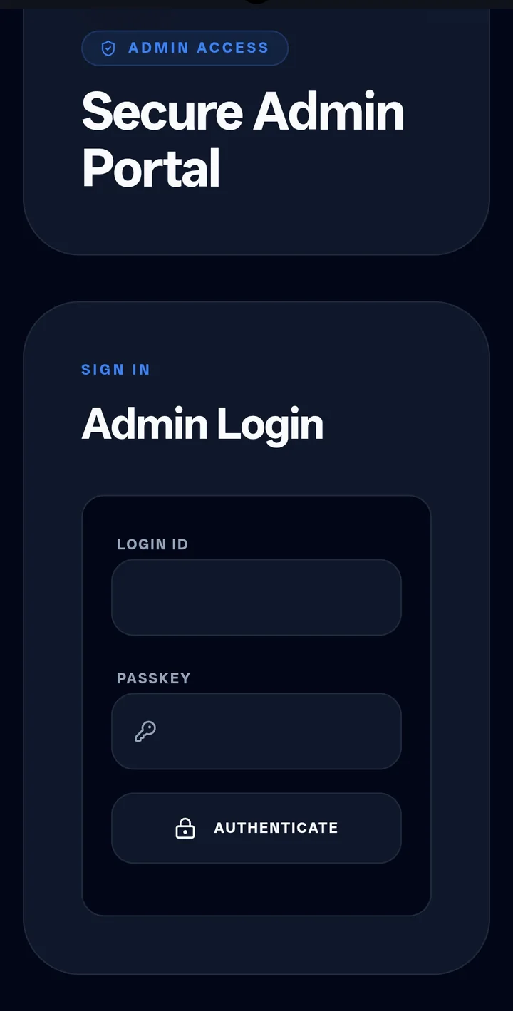 Secure Admin Portal login screen